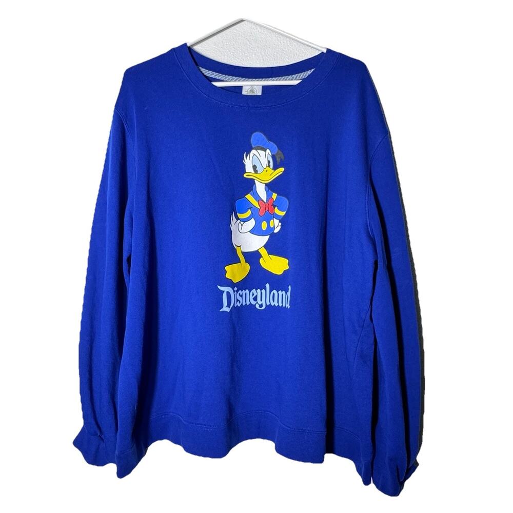 Disneyland Donald Duck Royal Blue Logo Sweatshirt Disney Parks 2X EUC